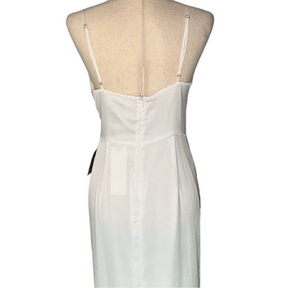 Shona Joy White Satin Lux Tie Front Cocktail Midi Dress - Picture 11 of 12